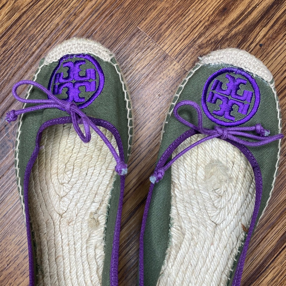 Tory Burch Green and Purple Espadrille Flats